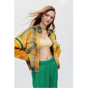 BDG Urban Outfitters Caleb Sporty Flannel yellow and green plaid pattern